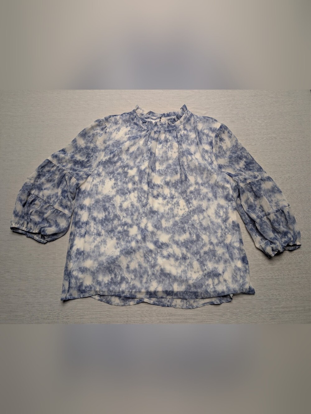 Luxology Tie Dye Sheer Blouse Navy White Size XL